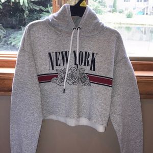 Women’s Gray Cropped Hoodie